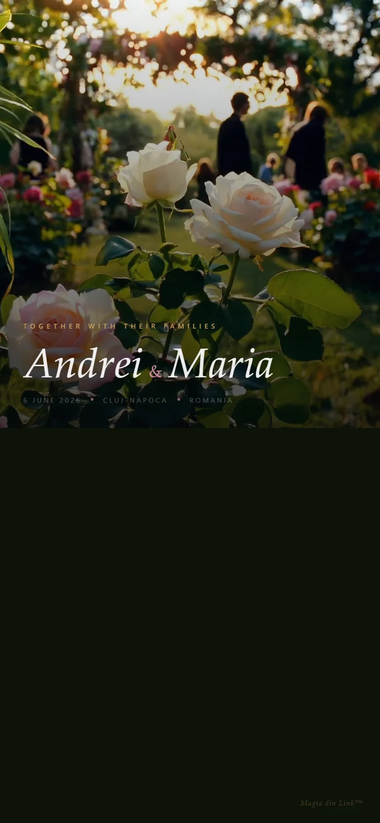 Invitație digitală Romantic — A garden in bloom. | Magia din Link